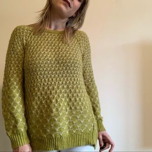 Loose woven detail green Anthropologie sweater